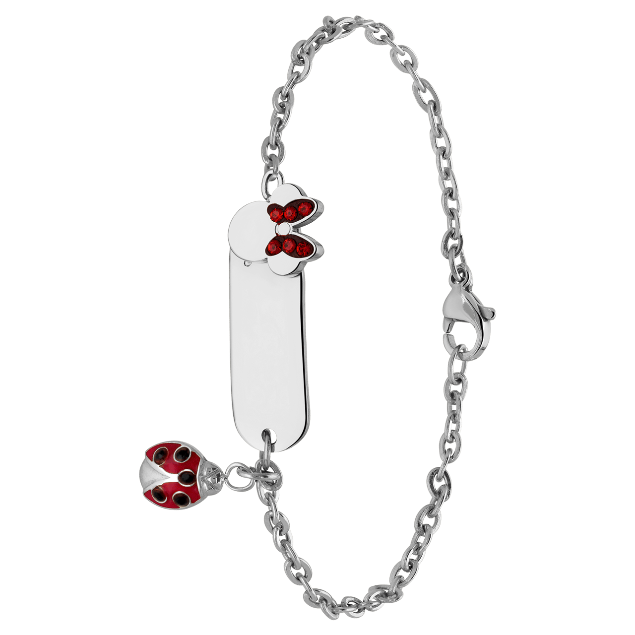 Stalen naamplaat armband Minnie Mouse met zirkonia
