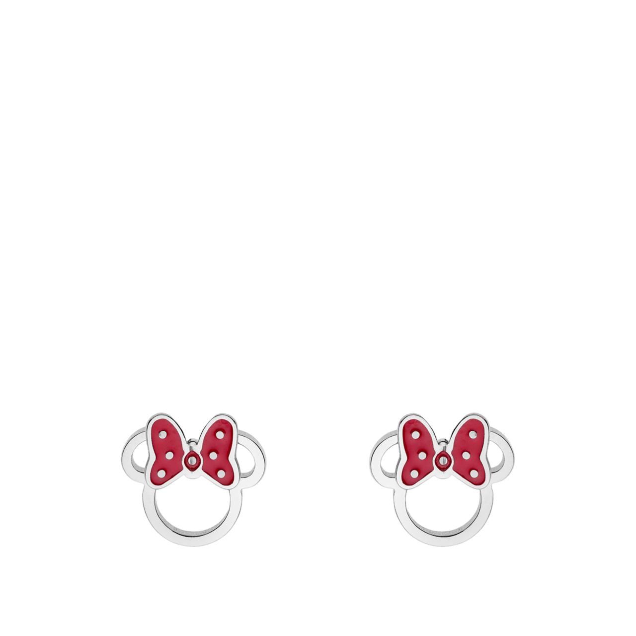 Ohrringe aus Edelstahl, Minnie Mouse, rote Schleife