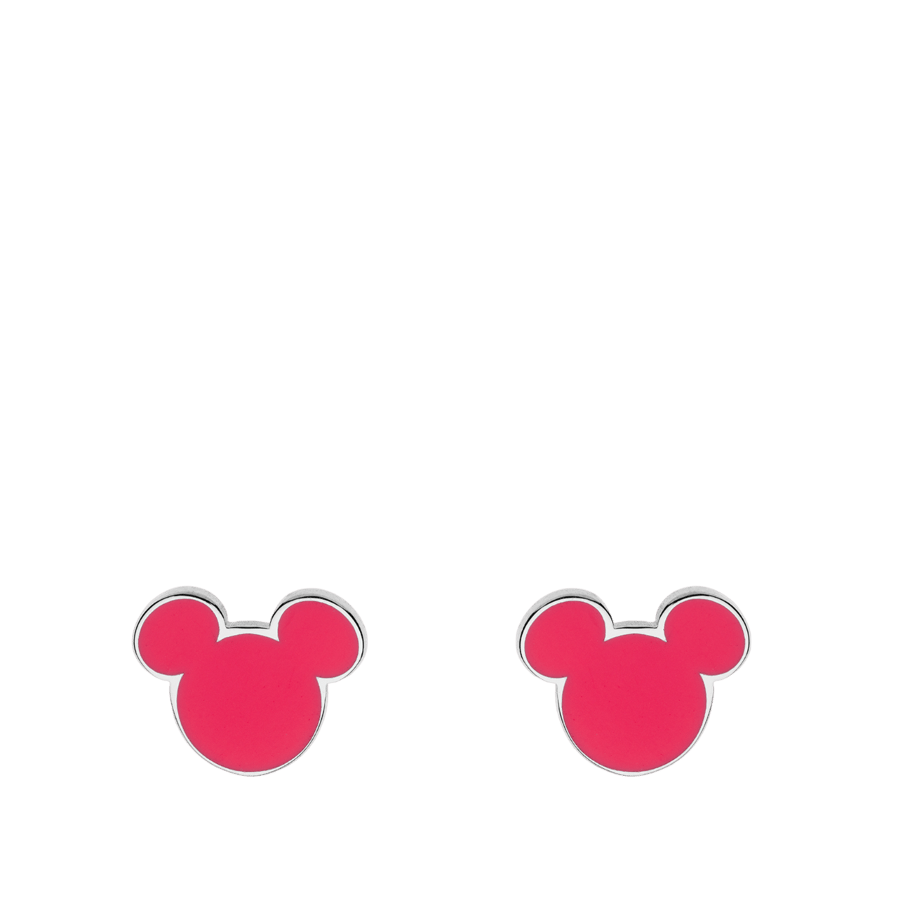 Stalen oorbellen Mickey Mouse rood