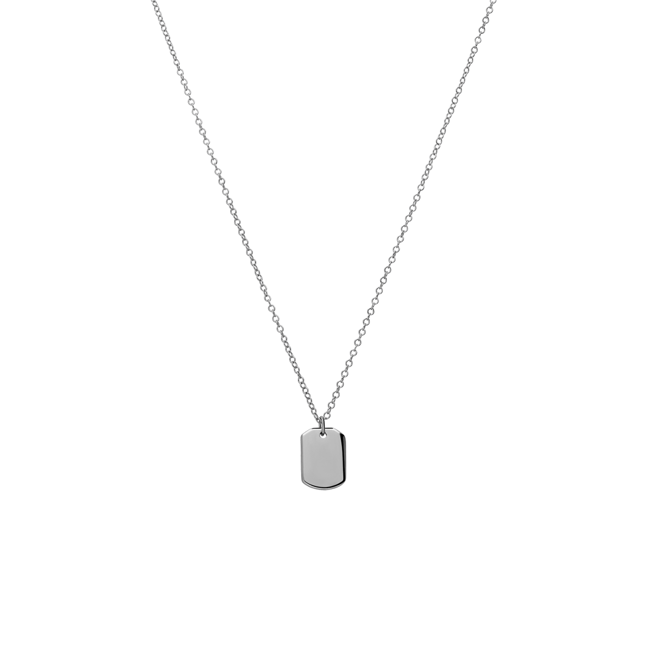 Zilveren ketting met hanger ID tag