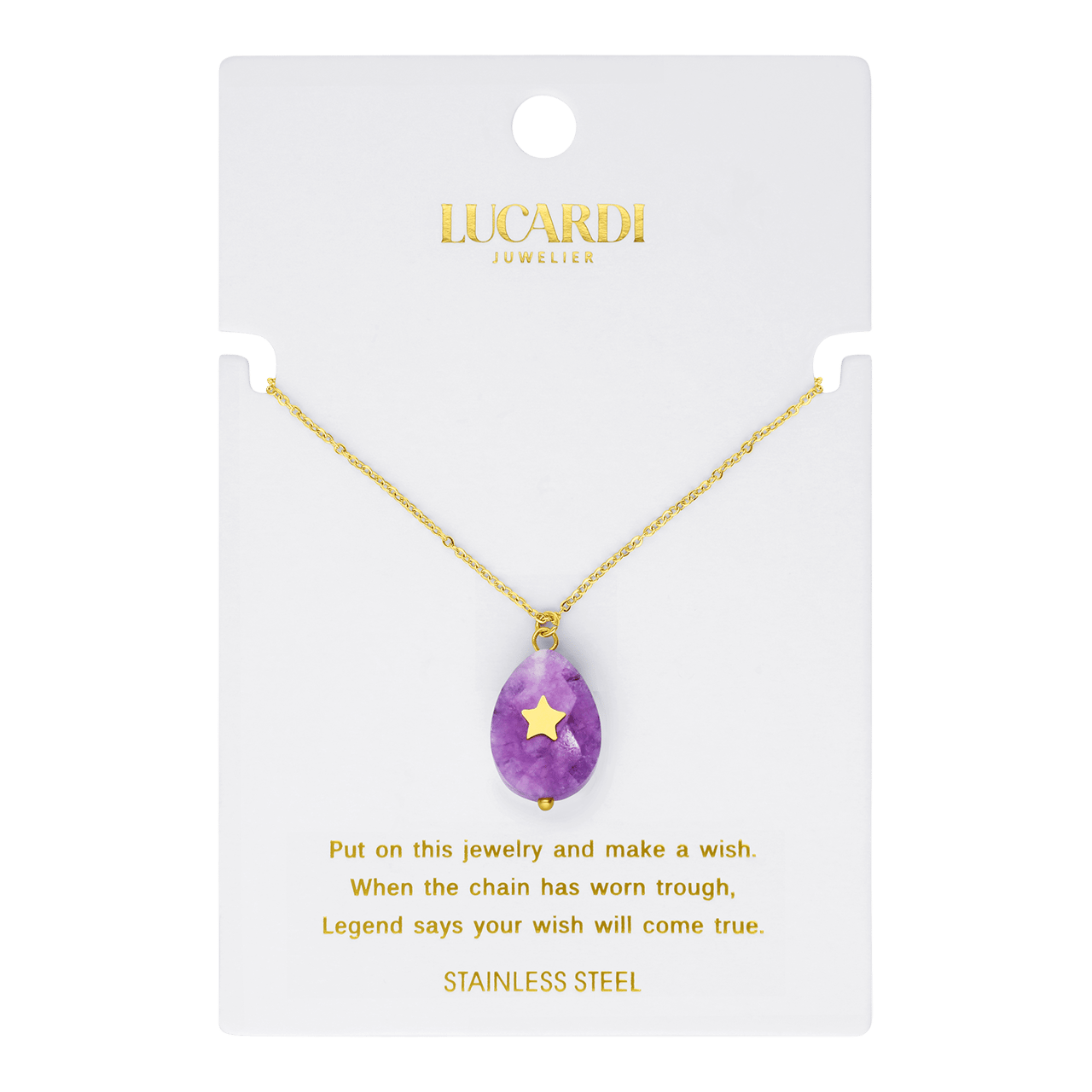 Stalen goldplated ketting met kaart