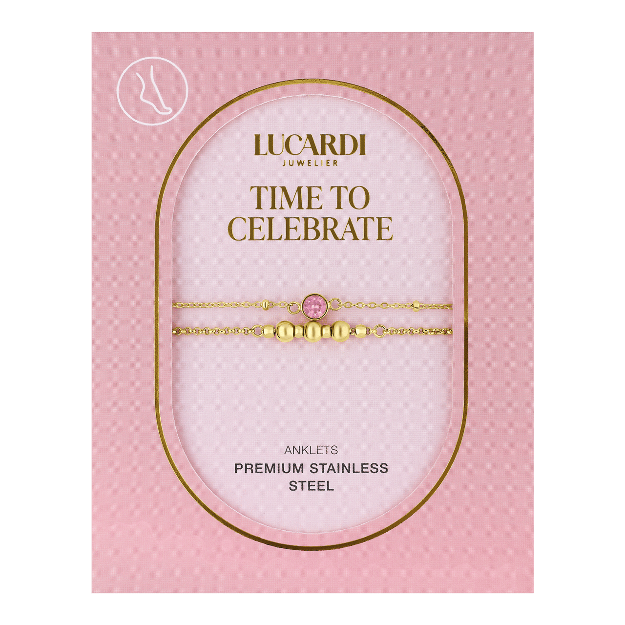 Stainless steel goldplated enkelbandje voor dames