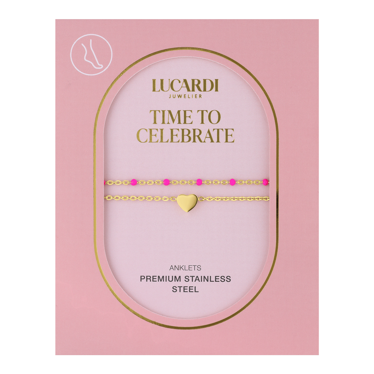 Dubbele goldplated stalen enkelbandje met hartje