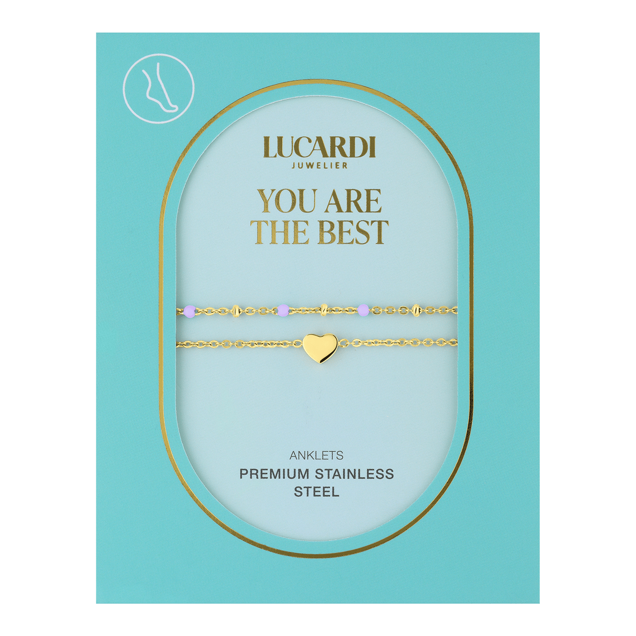 Stalen goldplated enkelbandje hart voor dames