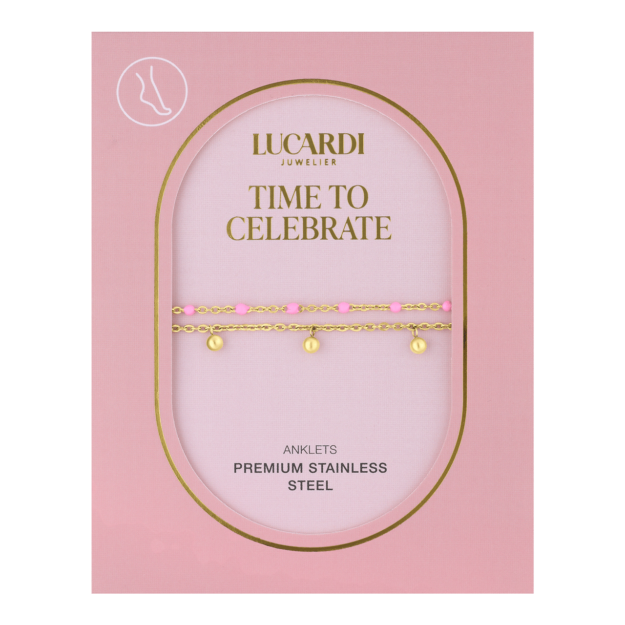 Dubbele goldplated stalen enkelband met bedeltjes