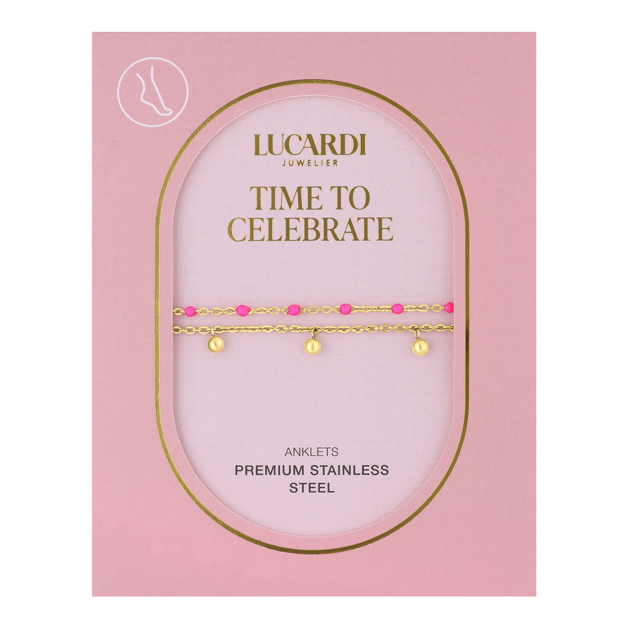 Dubbele goldplated stalen enkelband met bedeltjes