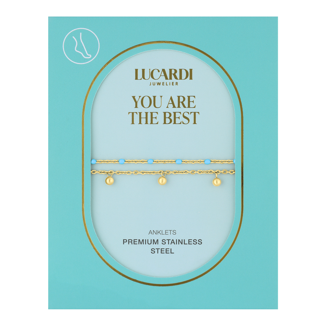 Dubbele goldplated stalen enkelband met bedeltjes