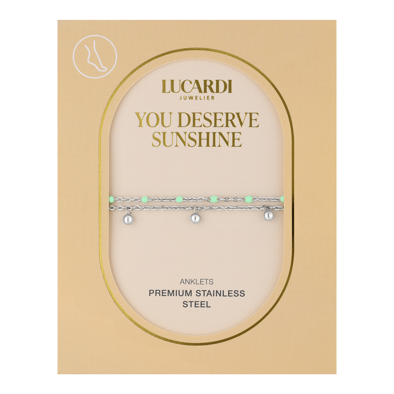 Dubbele stalen enkelband met bedeltjes