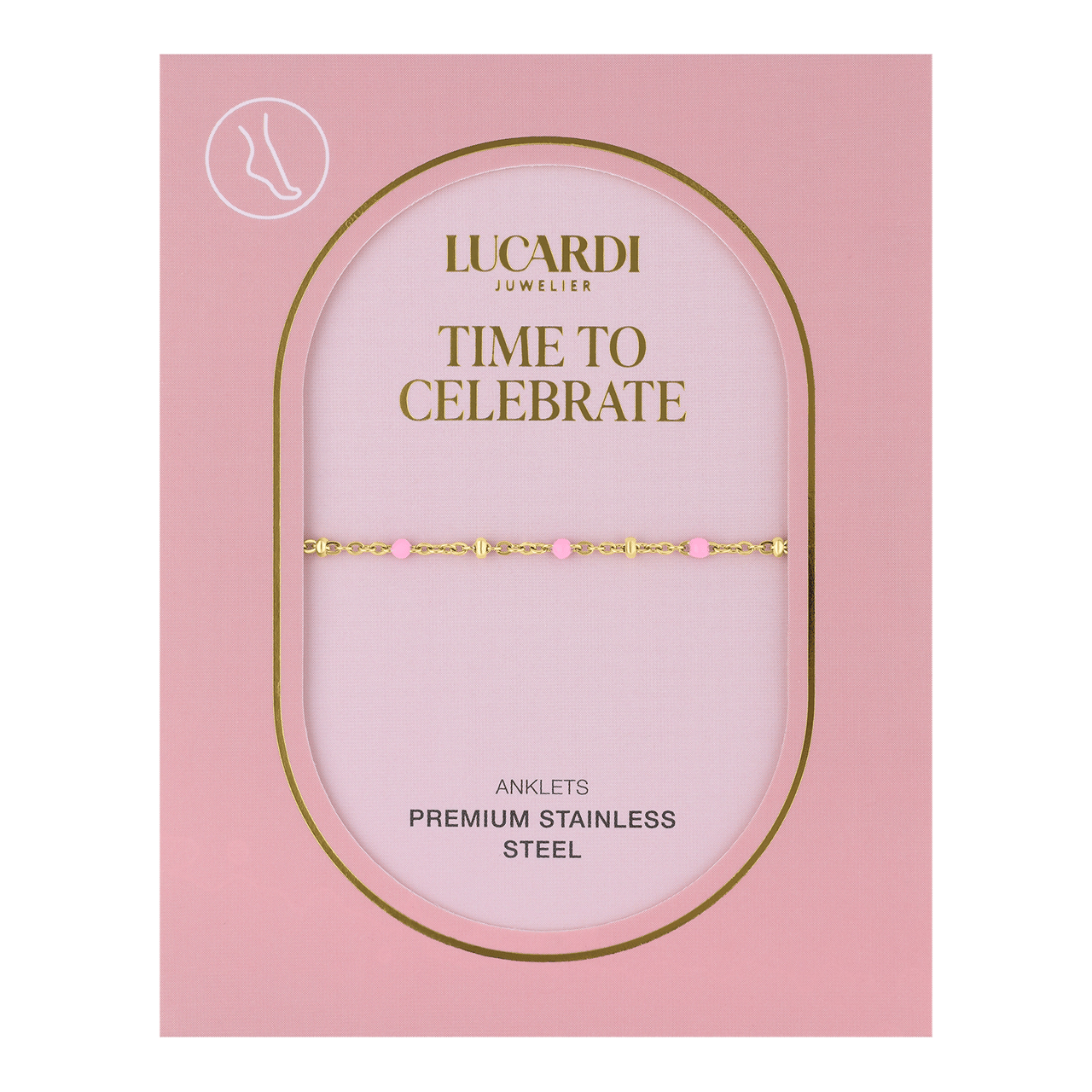 Fußkettchen aus recyceltem Edelstahl, vergoldet, Saturn