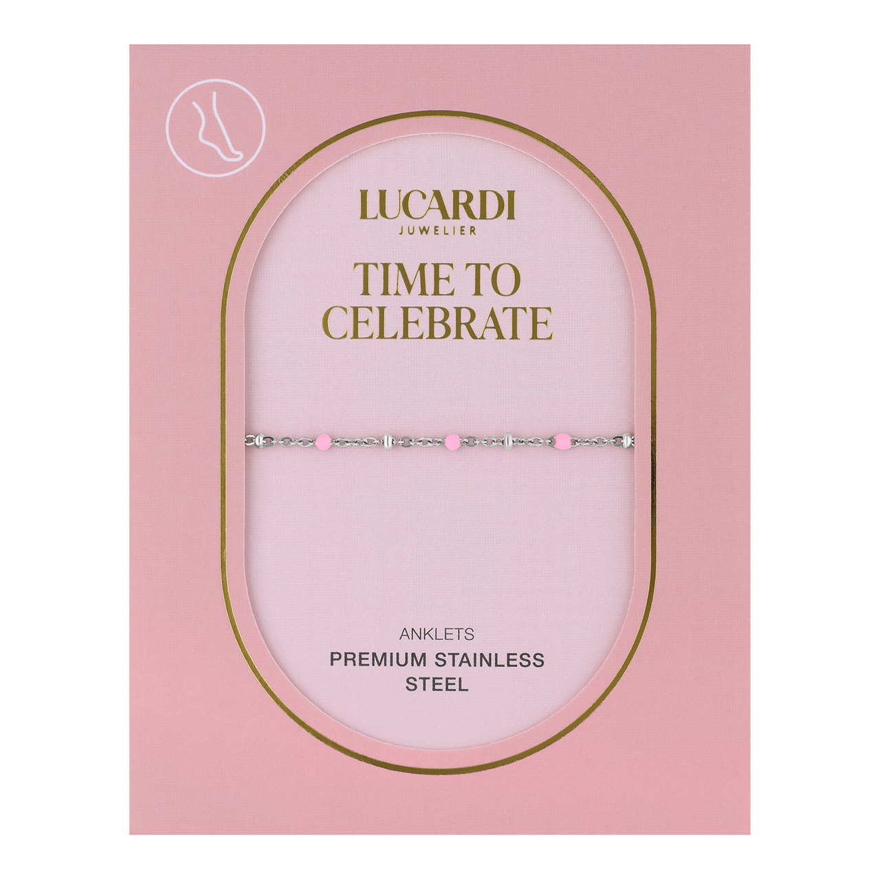 Gerecycled stalen enkelband saturn lichtroze