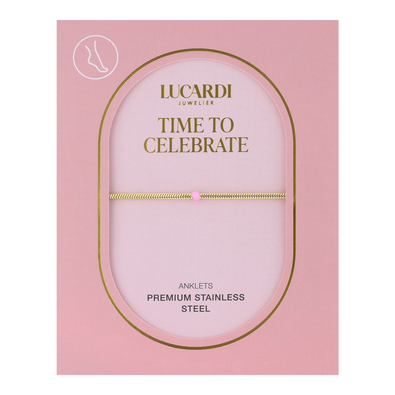 Stalen goldplated enkelband cobra lichtblauw