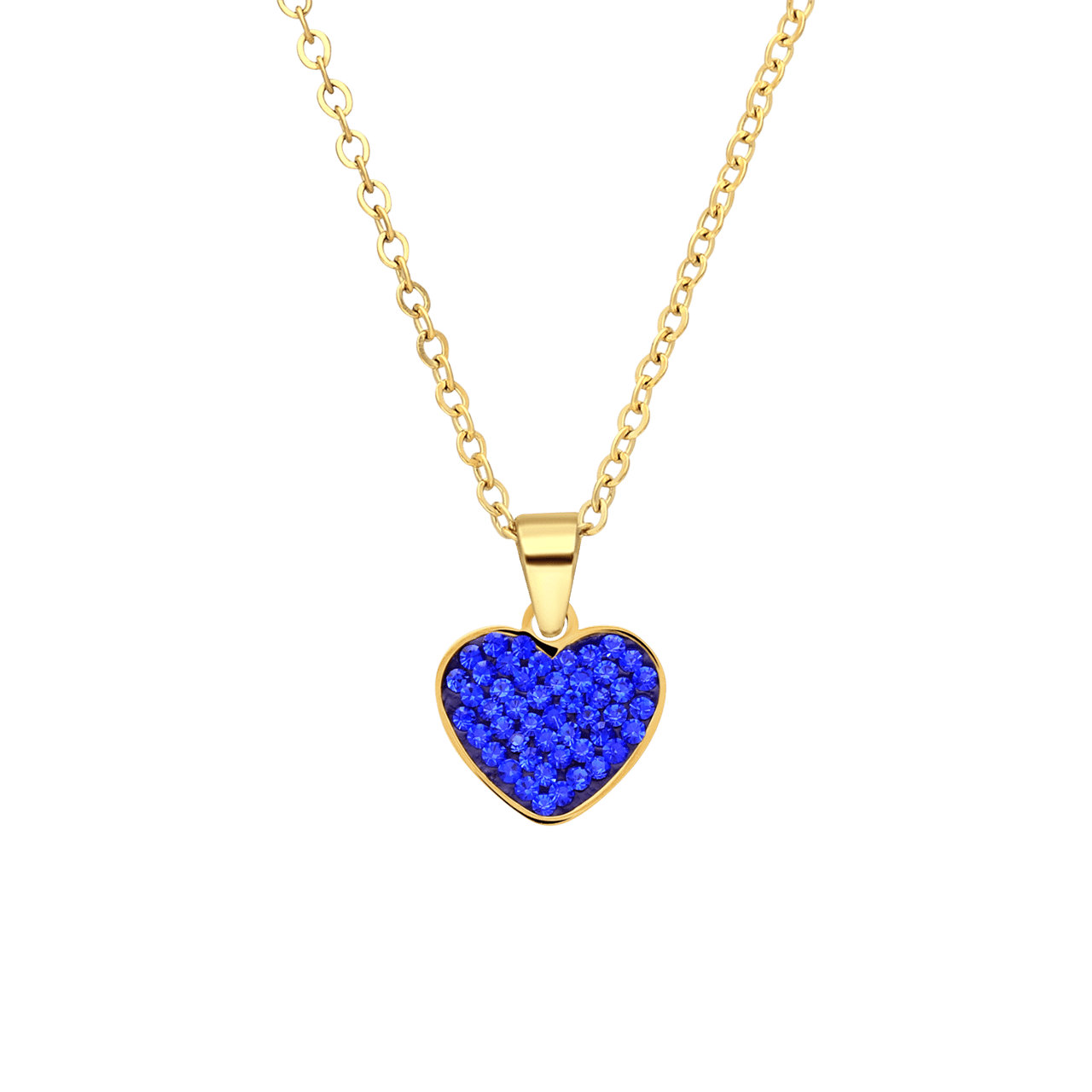 LivLiv stainless steel goldplated ketting hart kristal sapphire voor dames