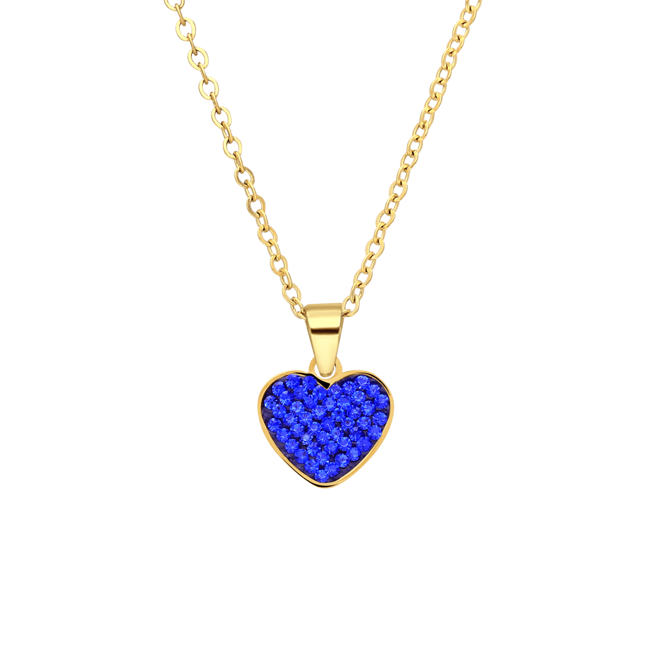 LivLiv stalen goldplated ketting hart kristal sapphire voor dames