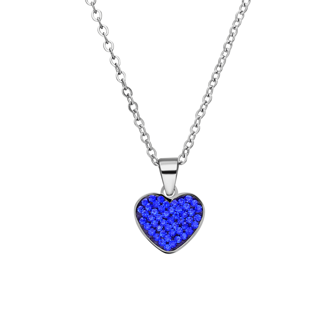 LivLiv stainless steel ketting hart met kristal sapphire voor dames