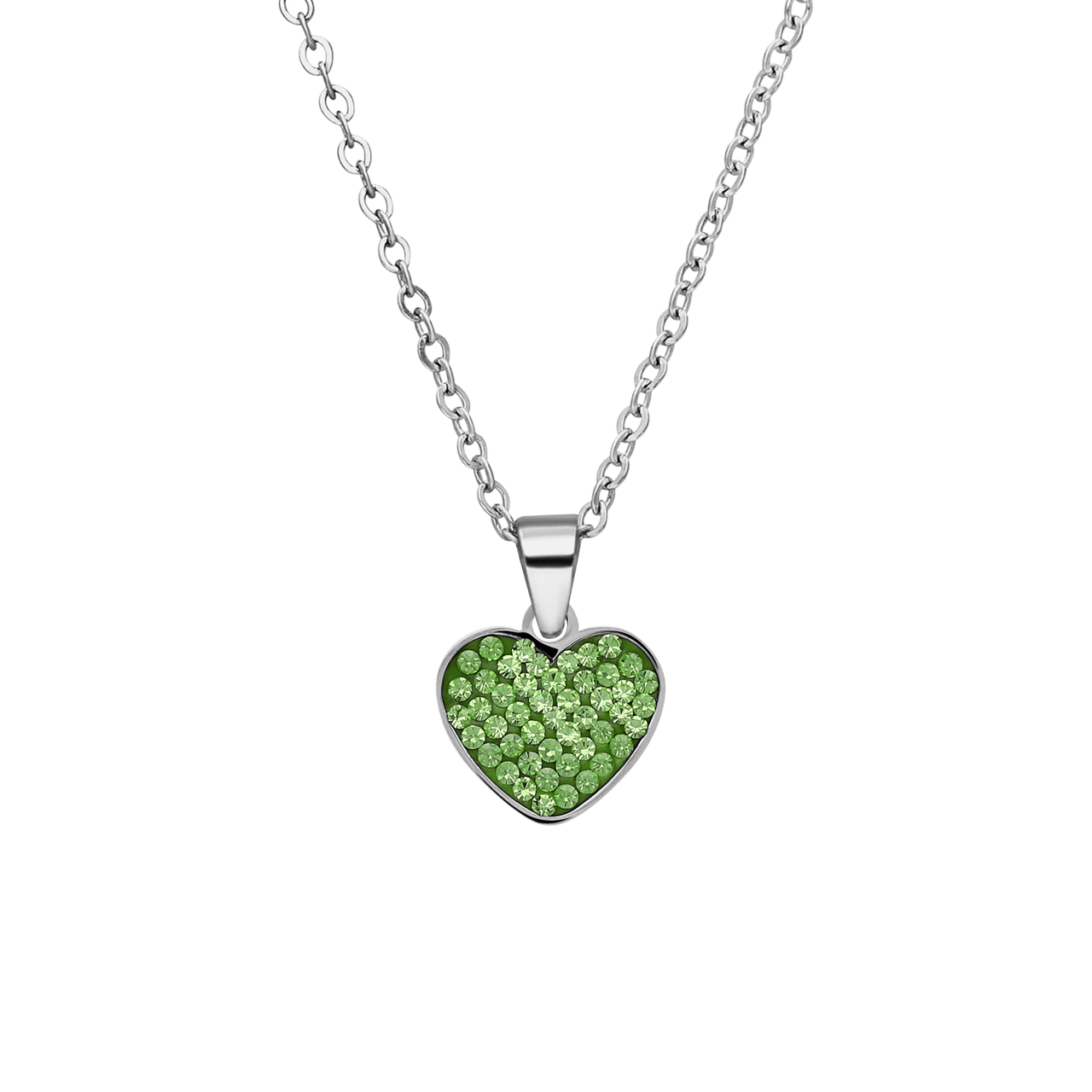 LivLiv stainless steel ketting hart met kristal peridot voor dames
