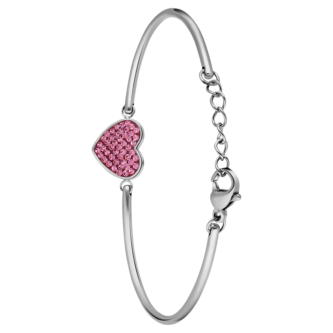 Stainless steel armband hart met kristal rose