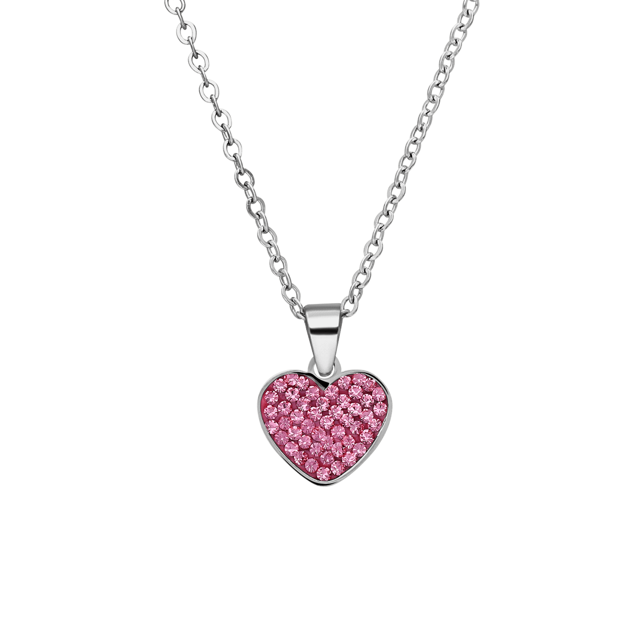 LivLiv stalen ketting hart met kristal roze voor dames