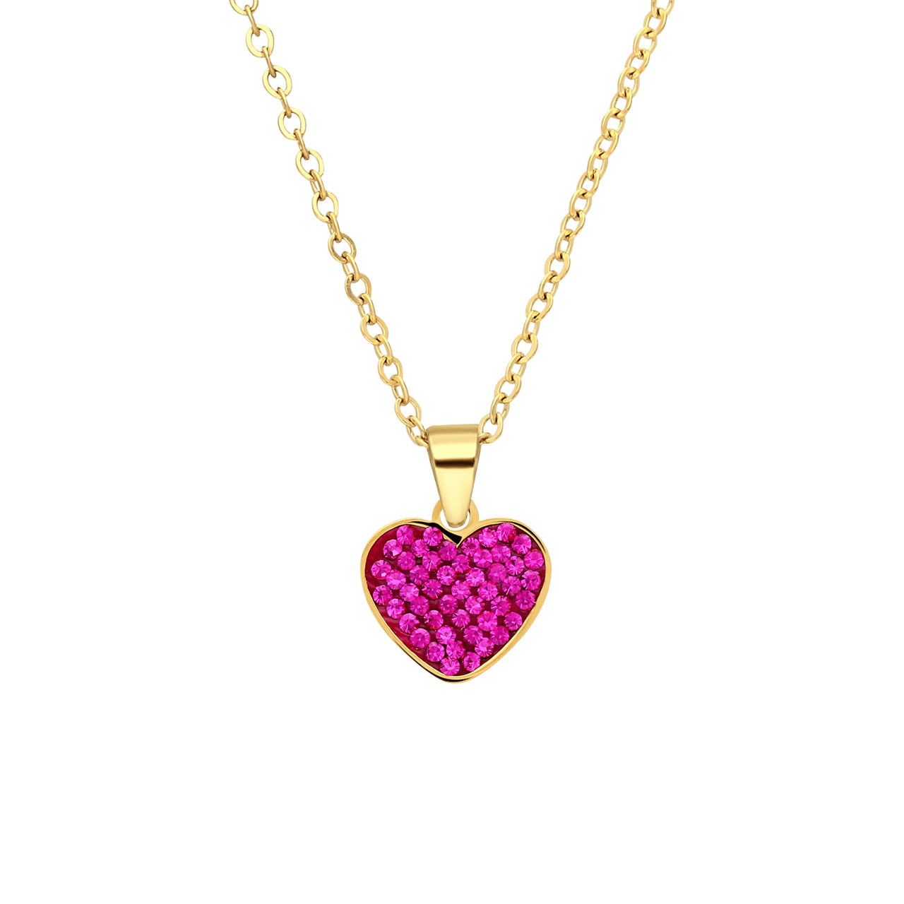 Stalen goldplated ketting met hanger hart met kristal voor dames