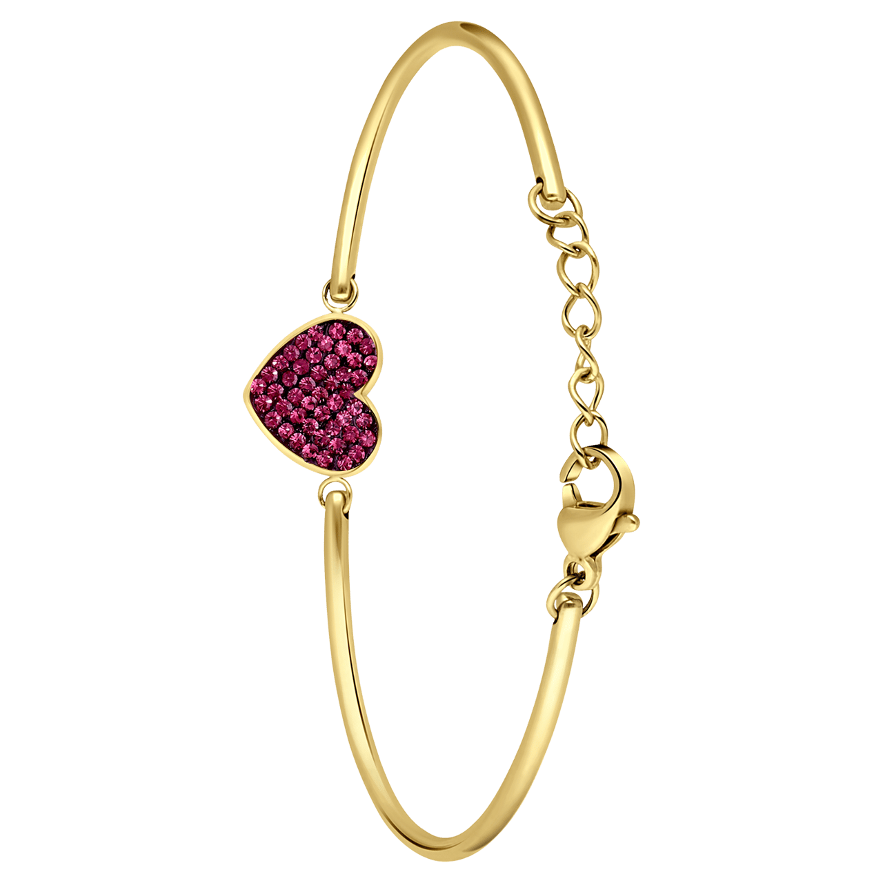 Stainless steel goldplated armband hart kristal amethyst