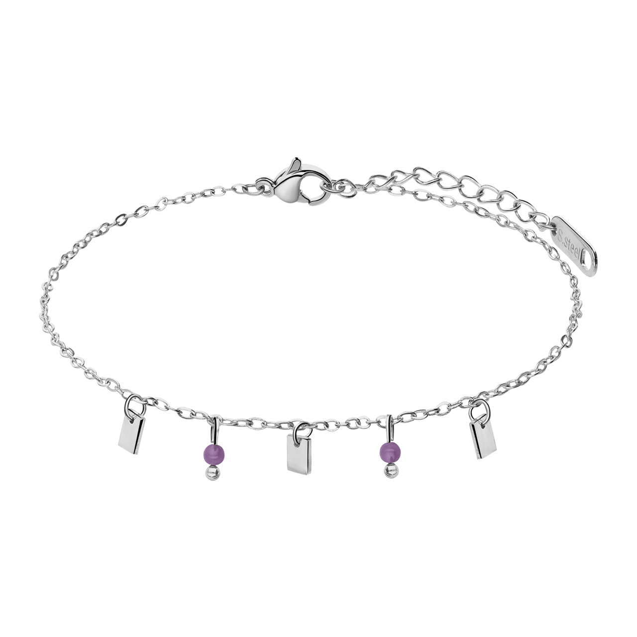 Stainless steel armband met amethyst