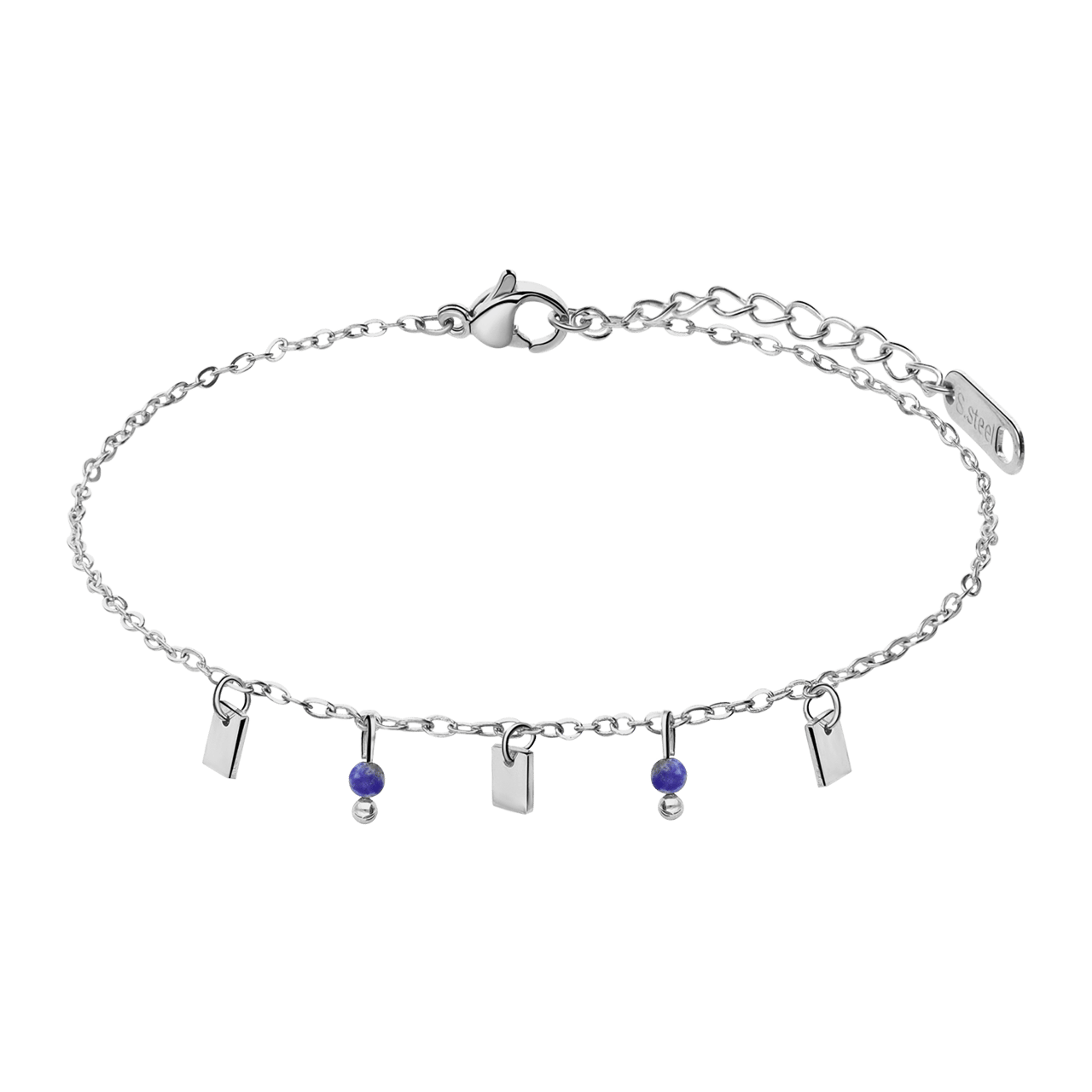 Stainless steel armband met lapis lazuli