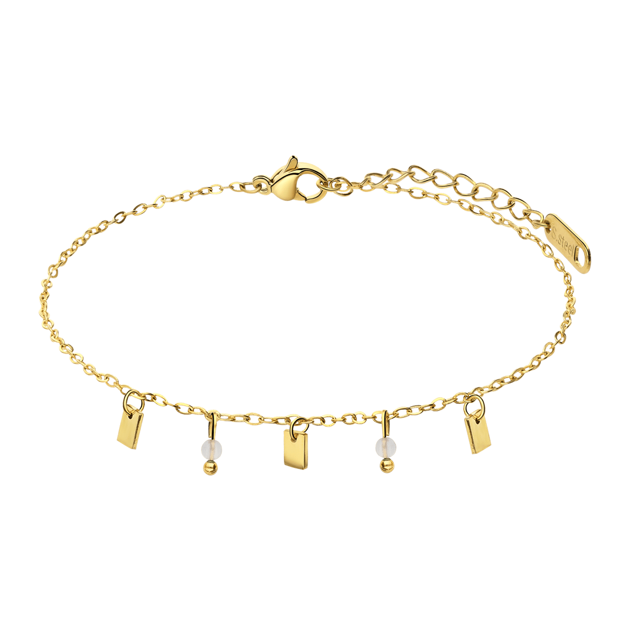 Stainless steel goldplated armband met maansteen