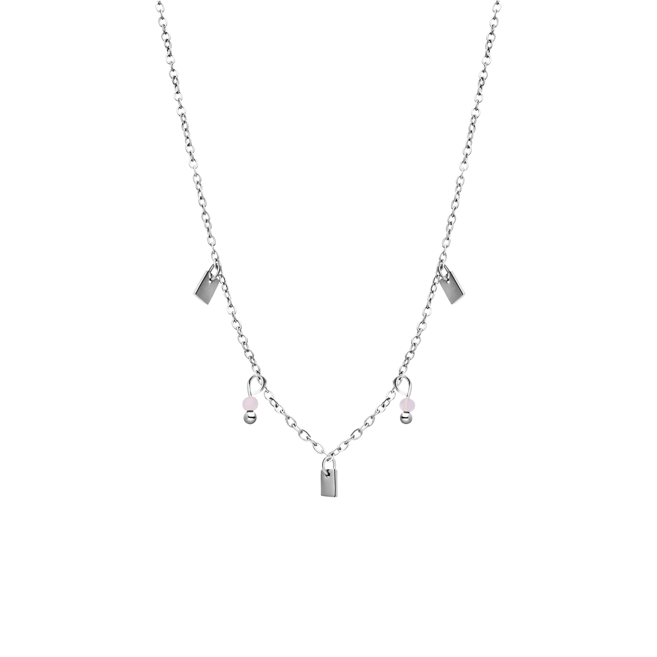 LuLu Jewels stainless steel ketting met rozenkwarts voor dames