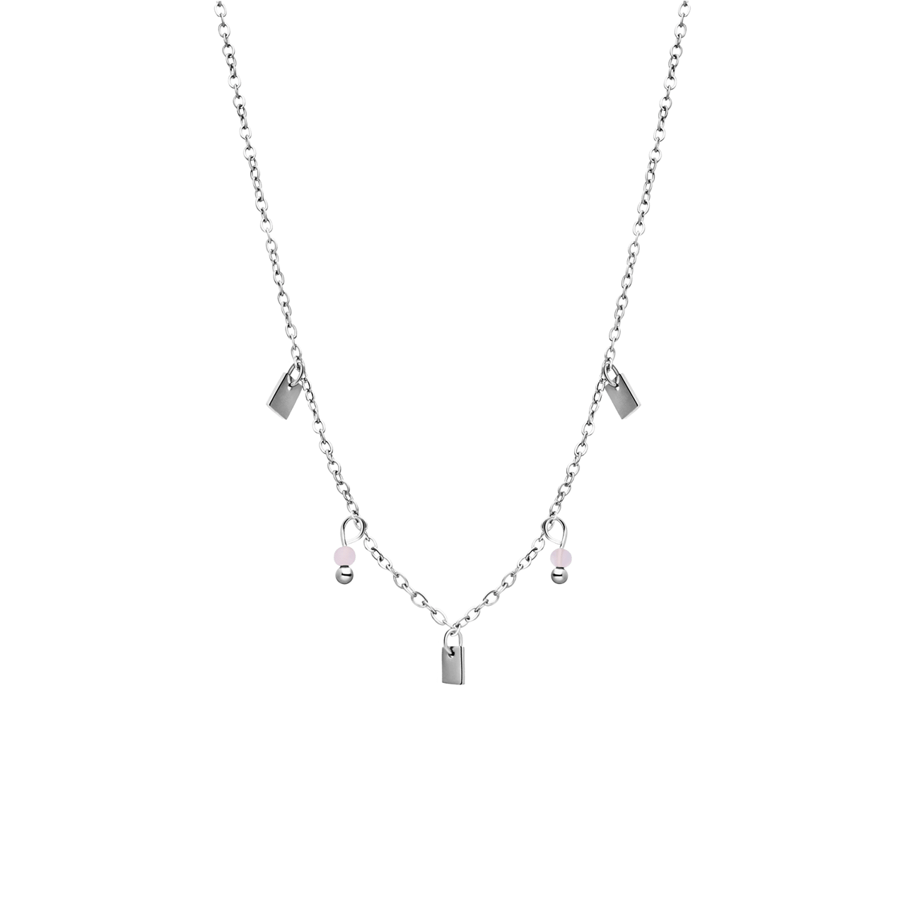 LuLu Jewels stalen ketting met rozenkwarts voor dames