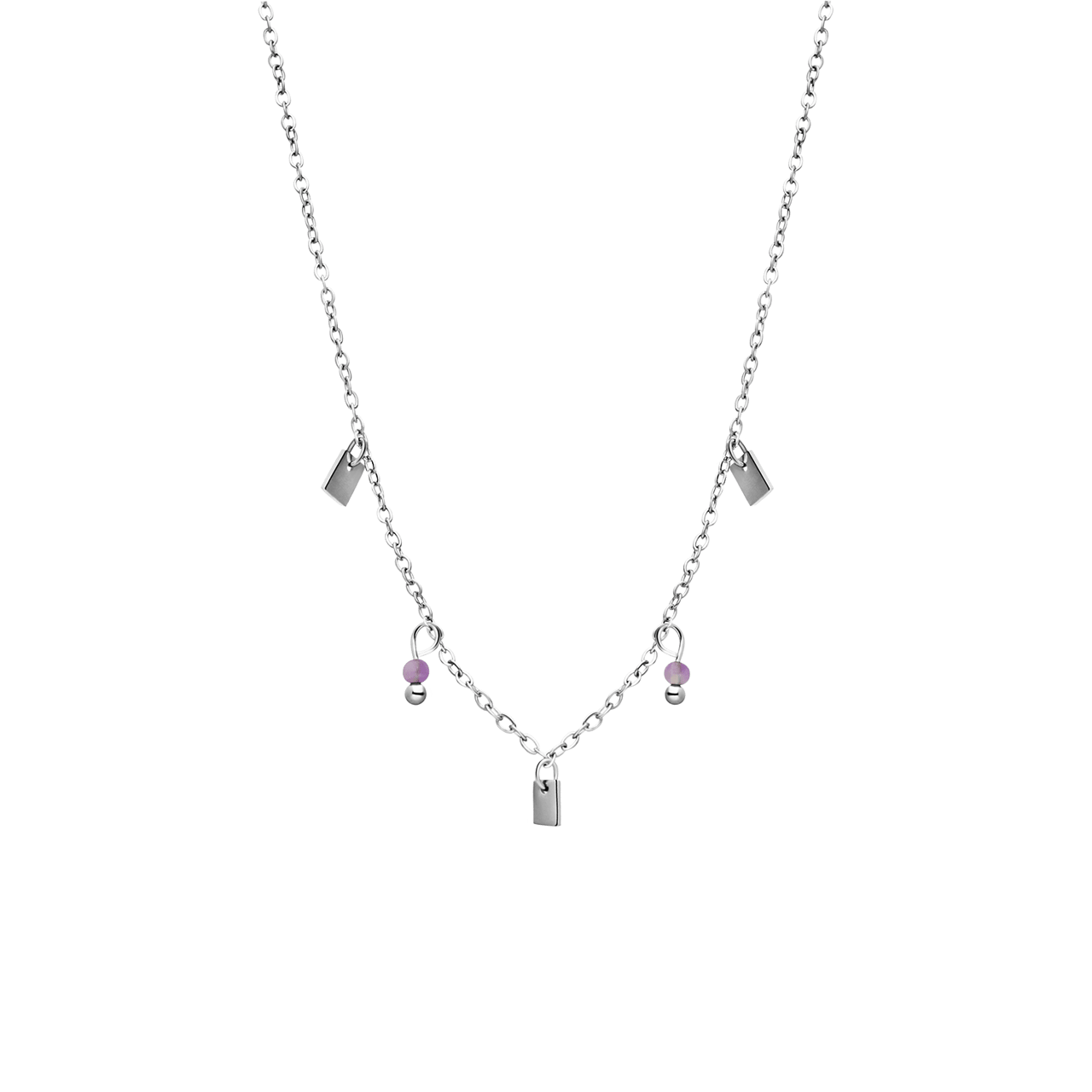 Halskette aus Edelstahl mit Amethyst