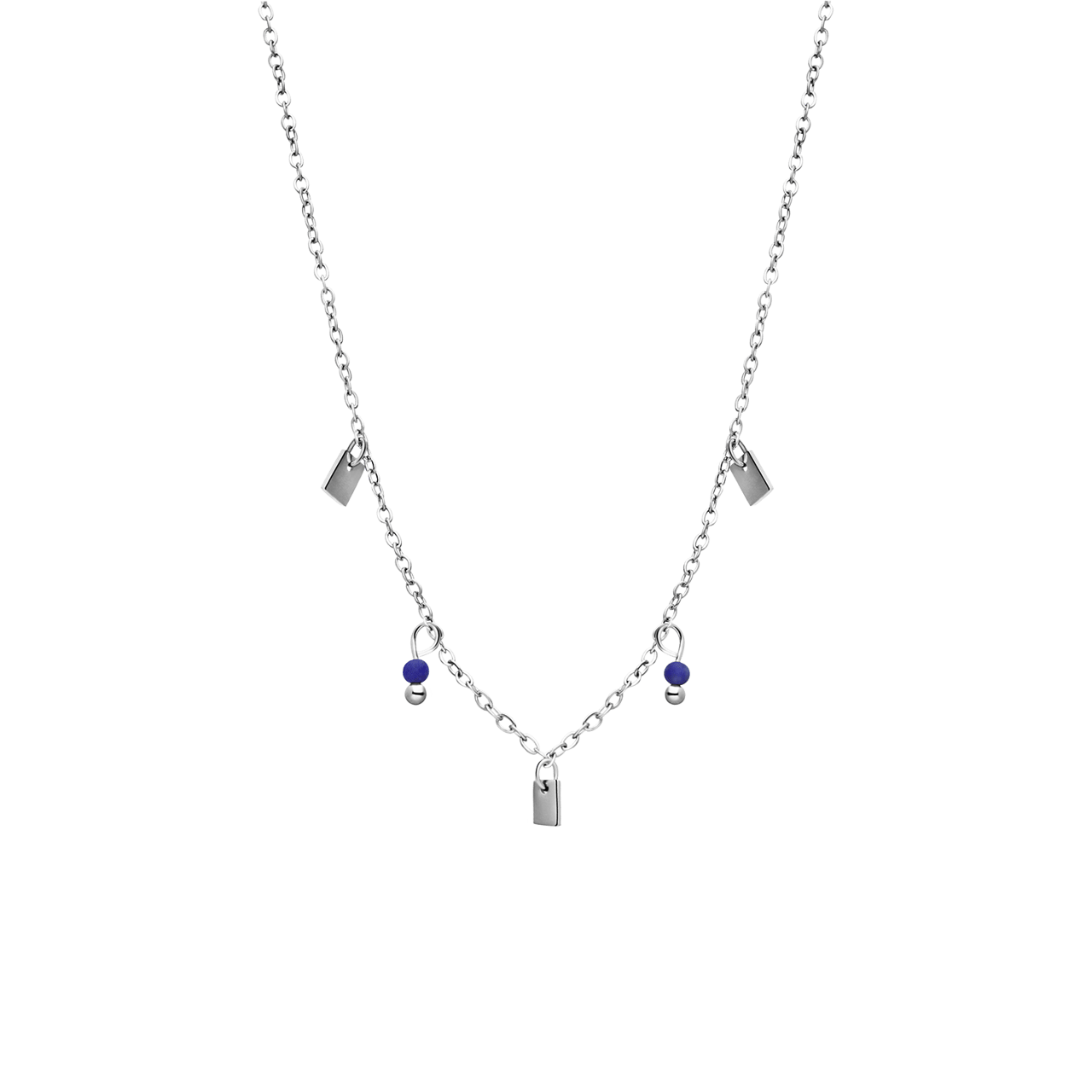 Stalen ketting met lapis lazuli