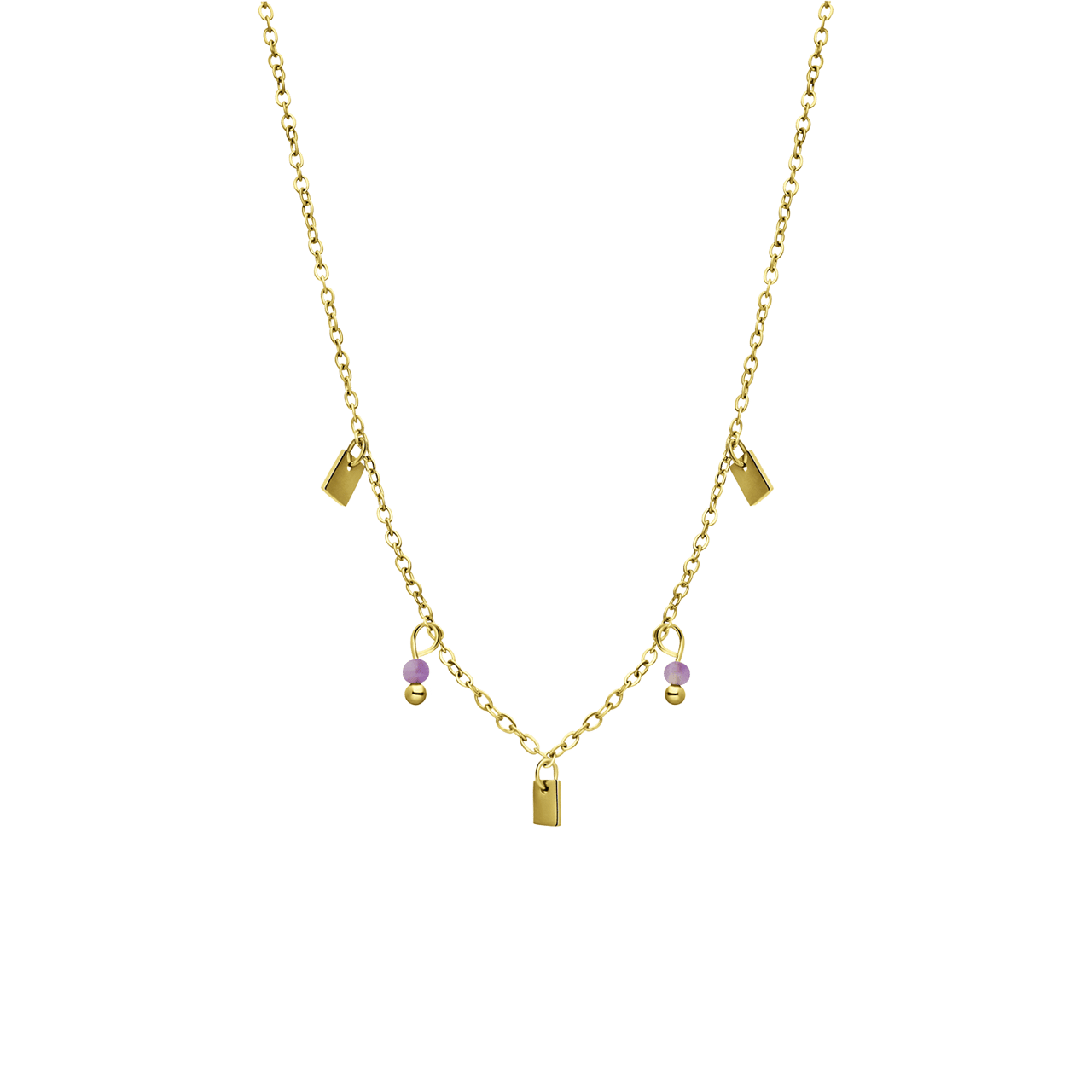 Myla stainless steel goldplated ketting met amethyst voor dames