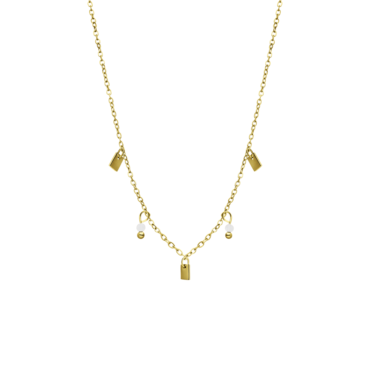 LuLu Jewels stainless steel goldplated ketting met maansteen voor dames