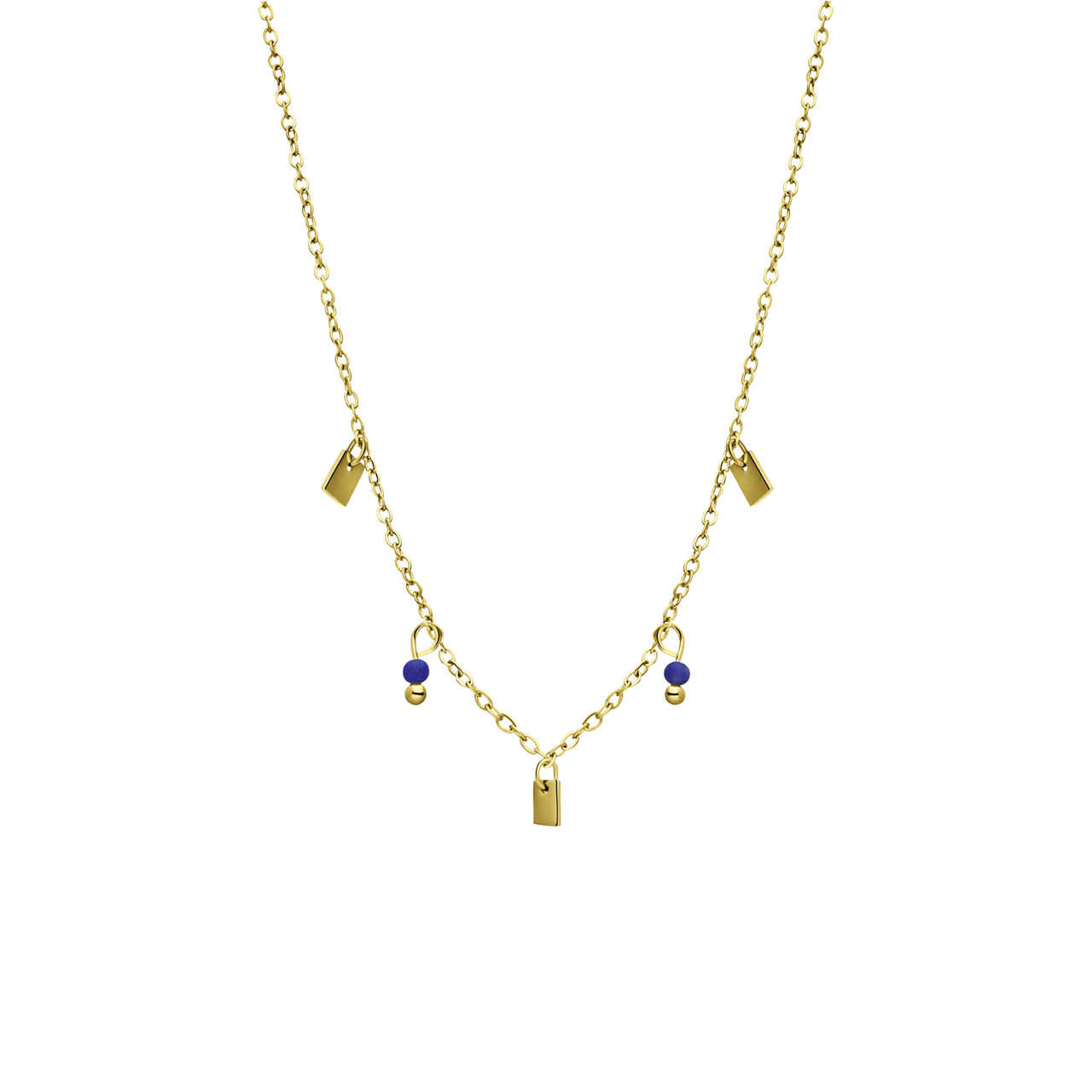 LuLu Jewels stainless steel goldplated ketting met lapis lazuli voor dames