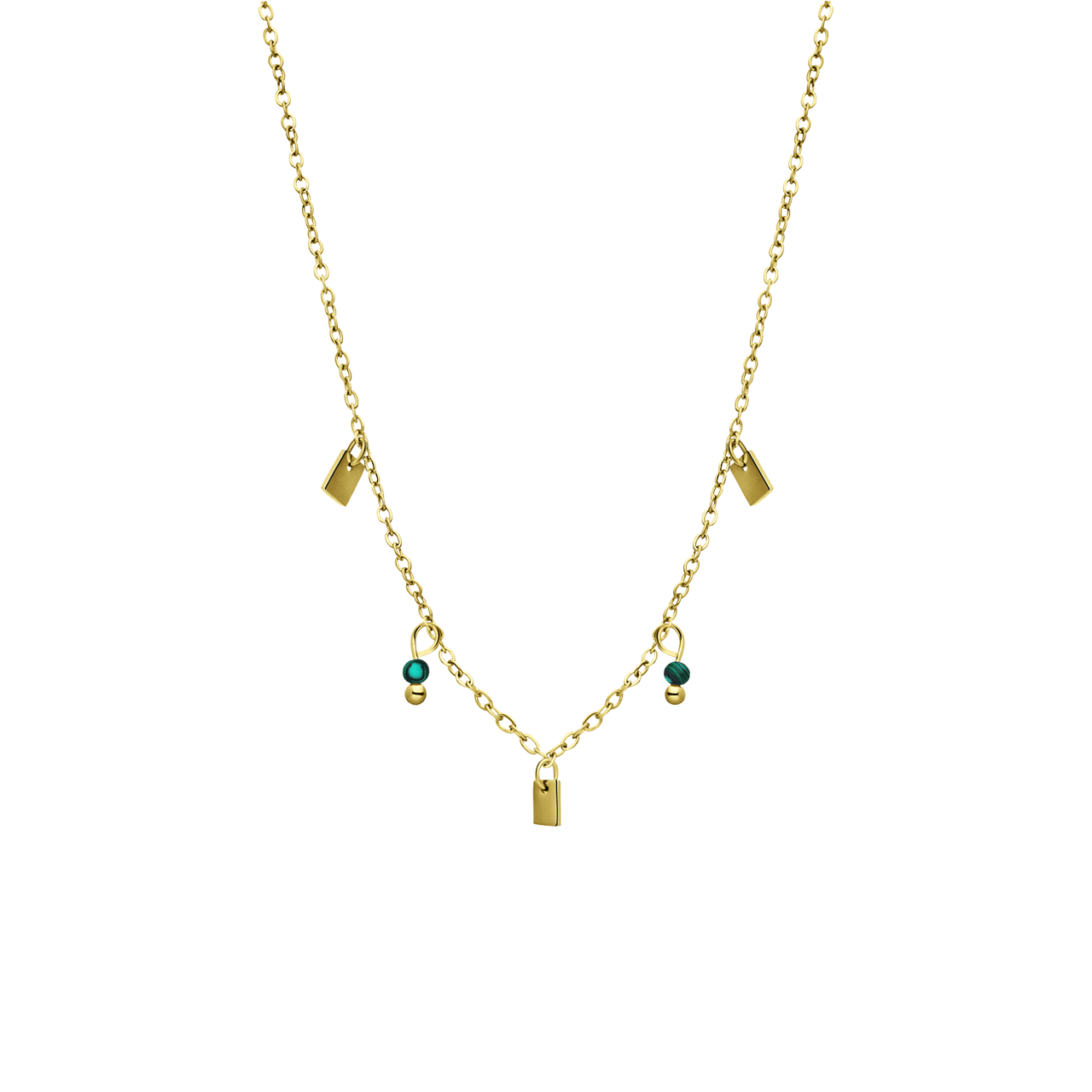 LuLu Jewels stalen goldplated ketting met blue lace agaat voor dames