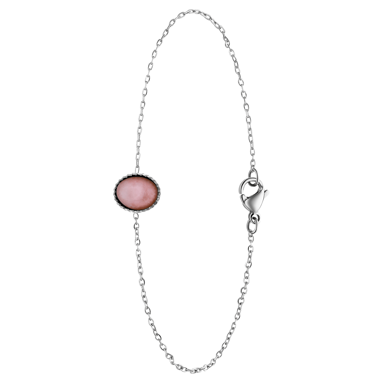 Stainless steel armband bol met rozenkwarts