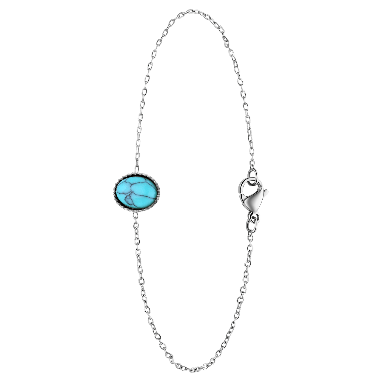 Armband aus Edelstahl, Kugel, mit Türkis