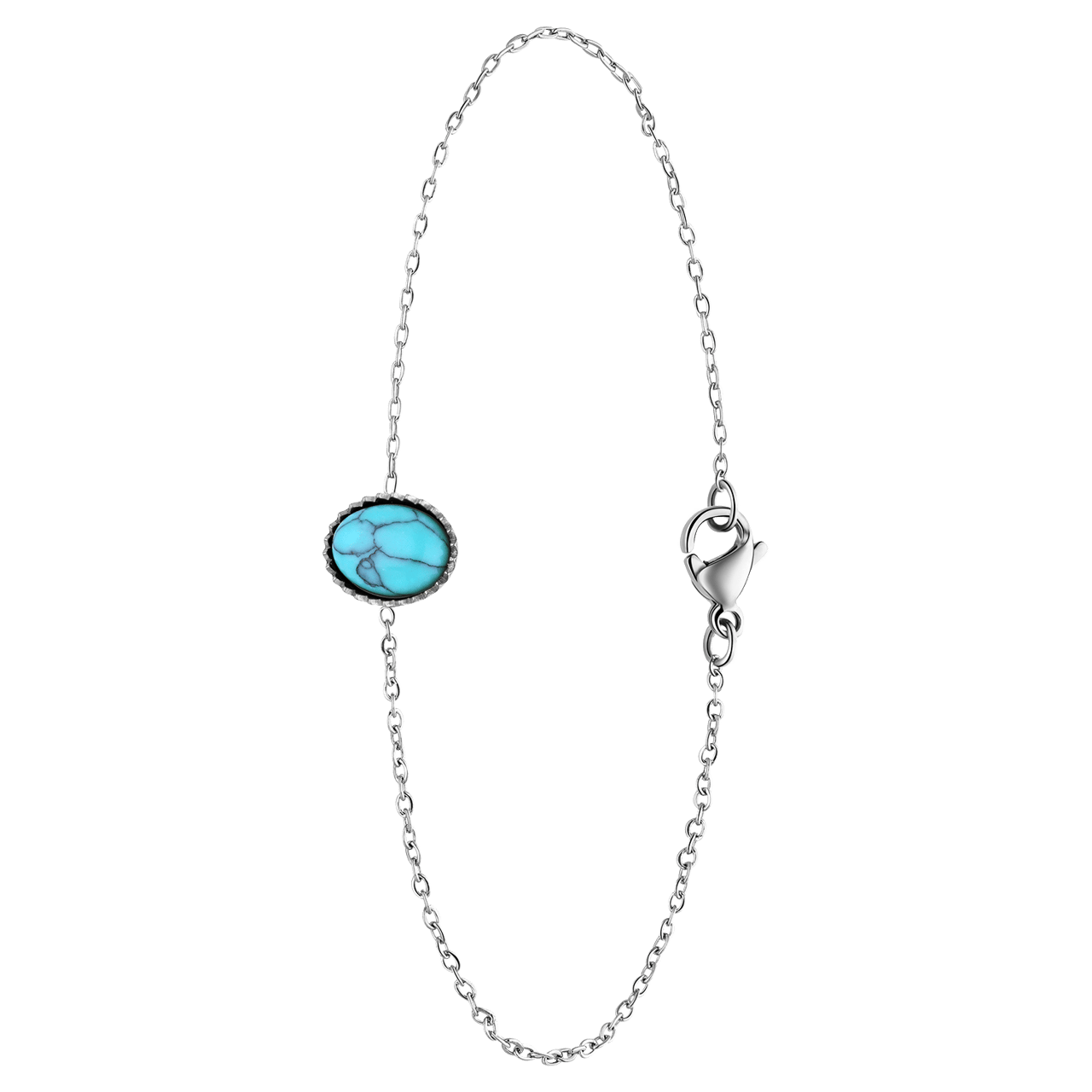 Stainless steel armband bol met turqoise