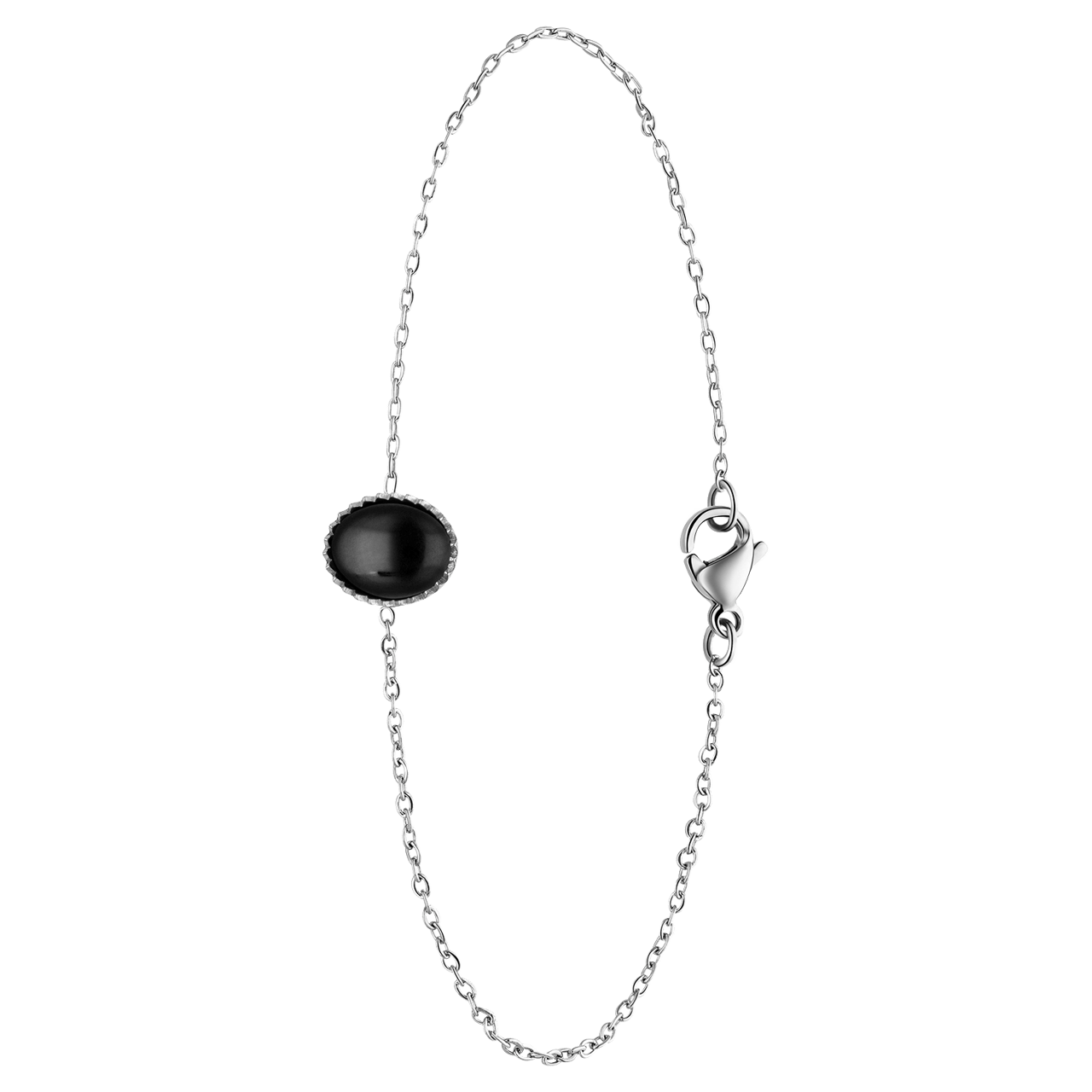 Stalen armband met zwart agaat