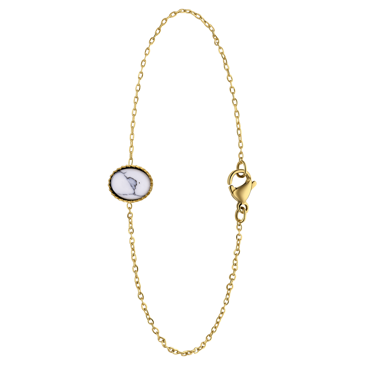 Stalen goldplated fantasiearmband met wit turquoise voor dames