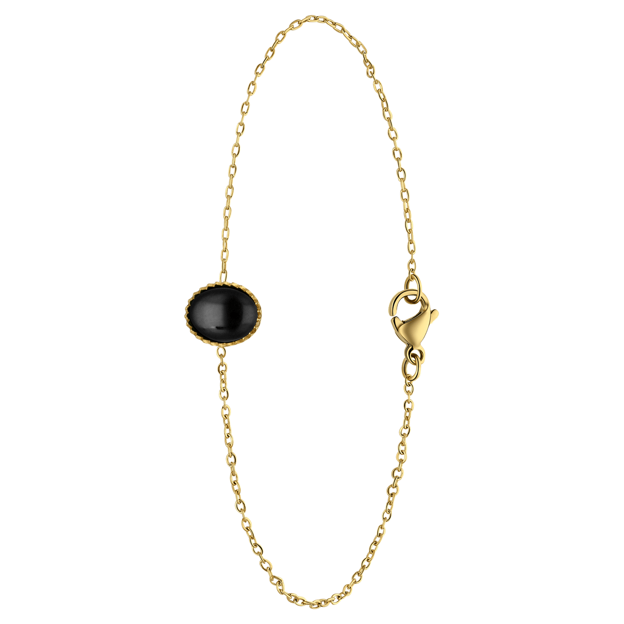 Armband aus Edelstahl, vergoldet, mit schwarzem Achat