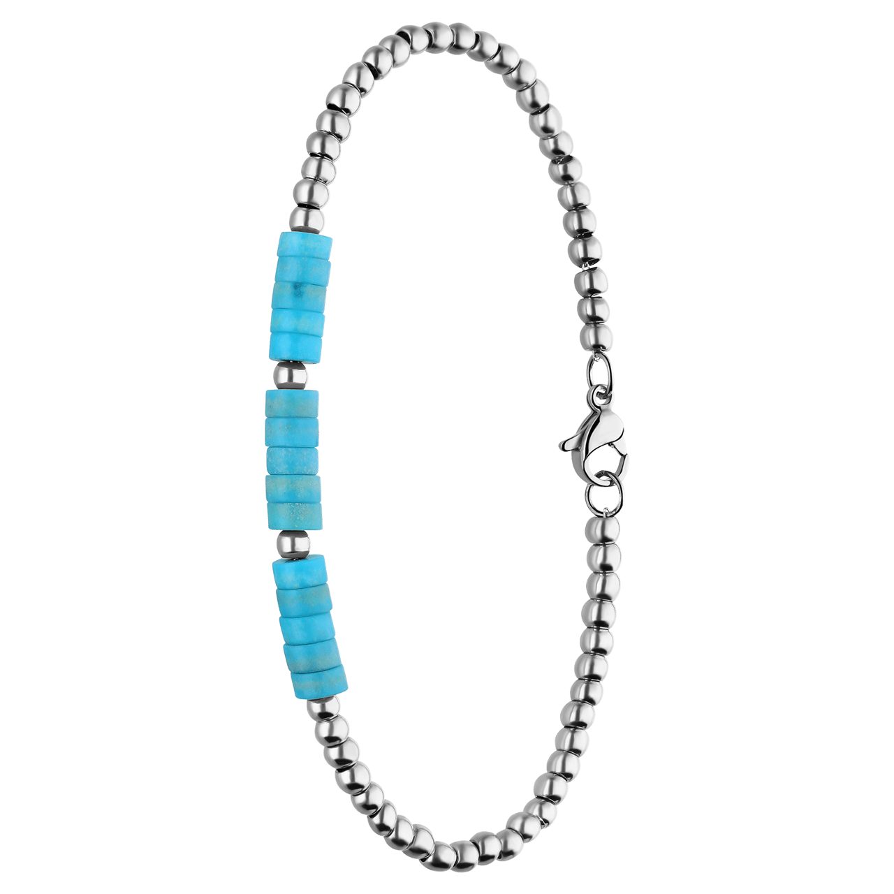 Stainless steel armband met turquoise