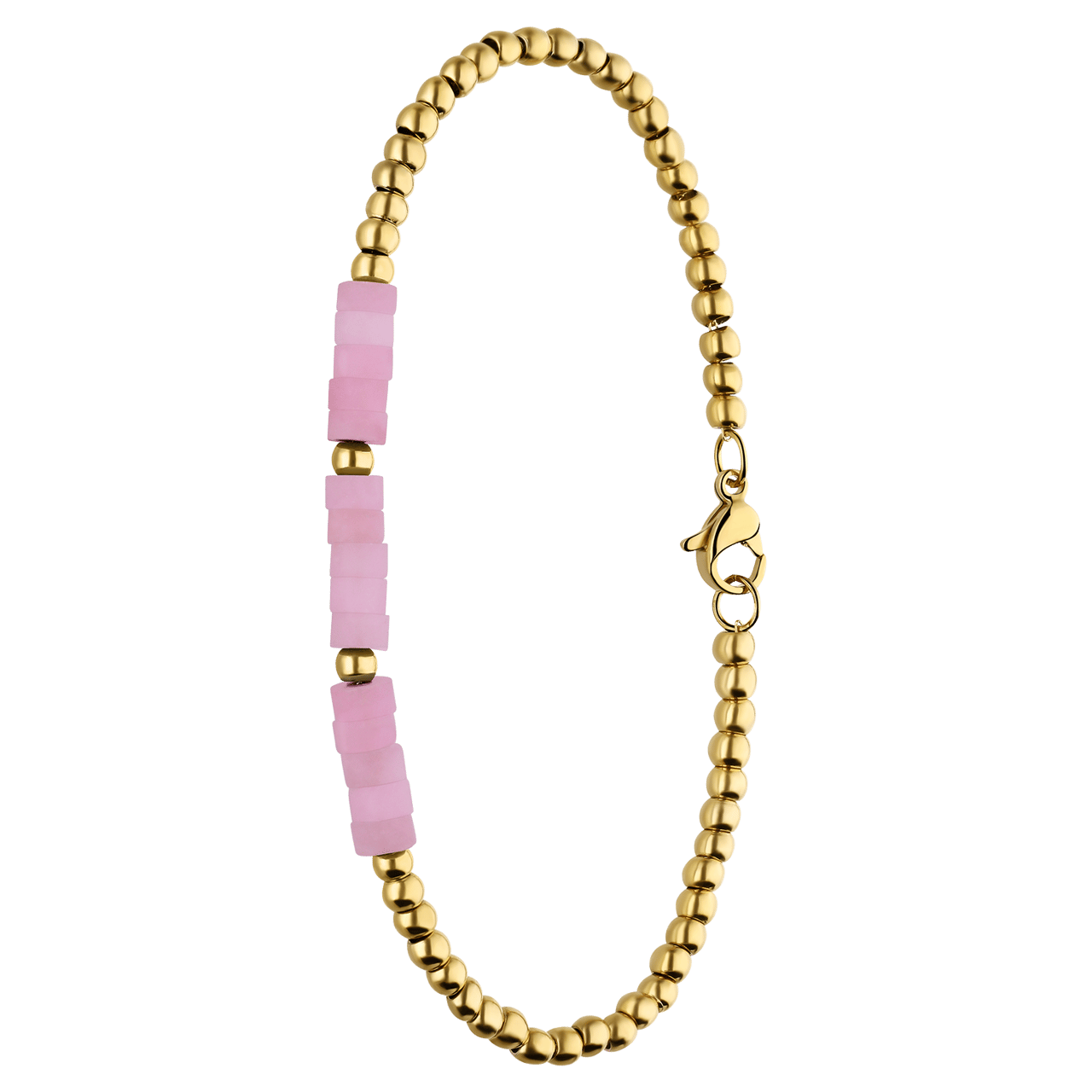 Armband aus Edelstahl, vergoldet, mit Rosenquarz