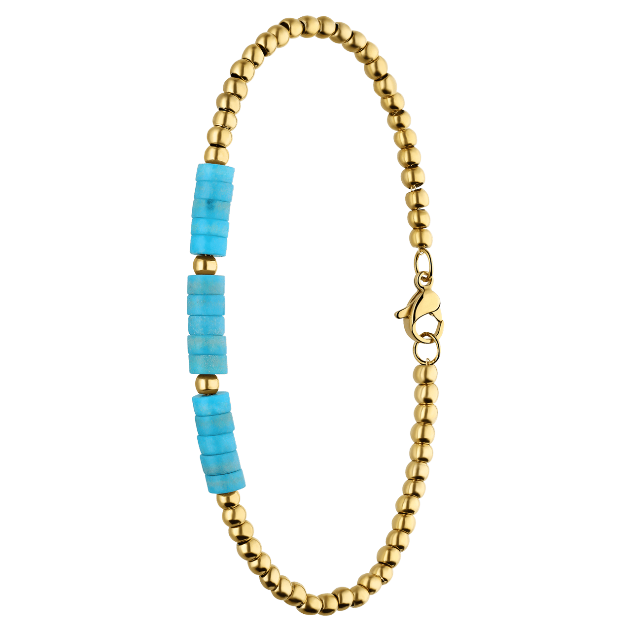 Stainless steel goldplated armband met turqoise