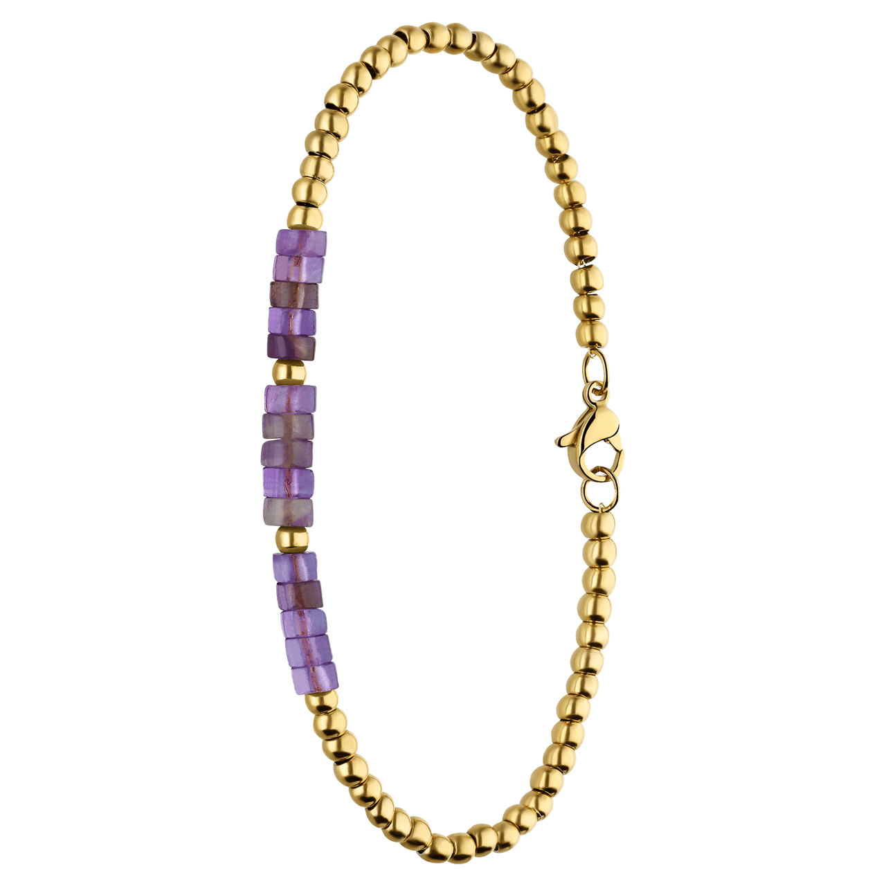 Armband aus Edelstahl, vergoldet, mit Amethyst