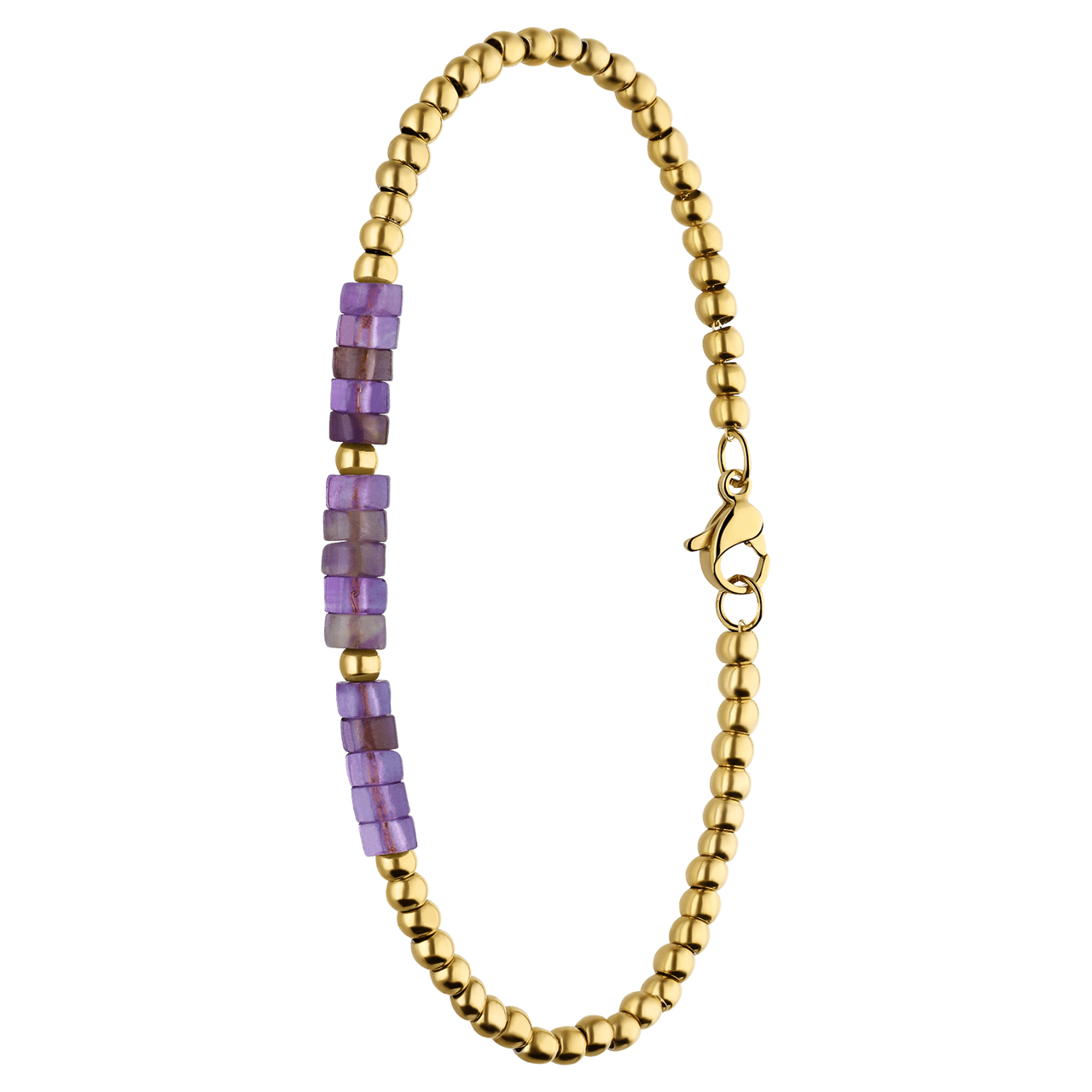Stainless steel goldplated fantasiearmband met amethyst voor dames