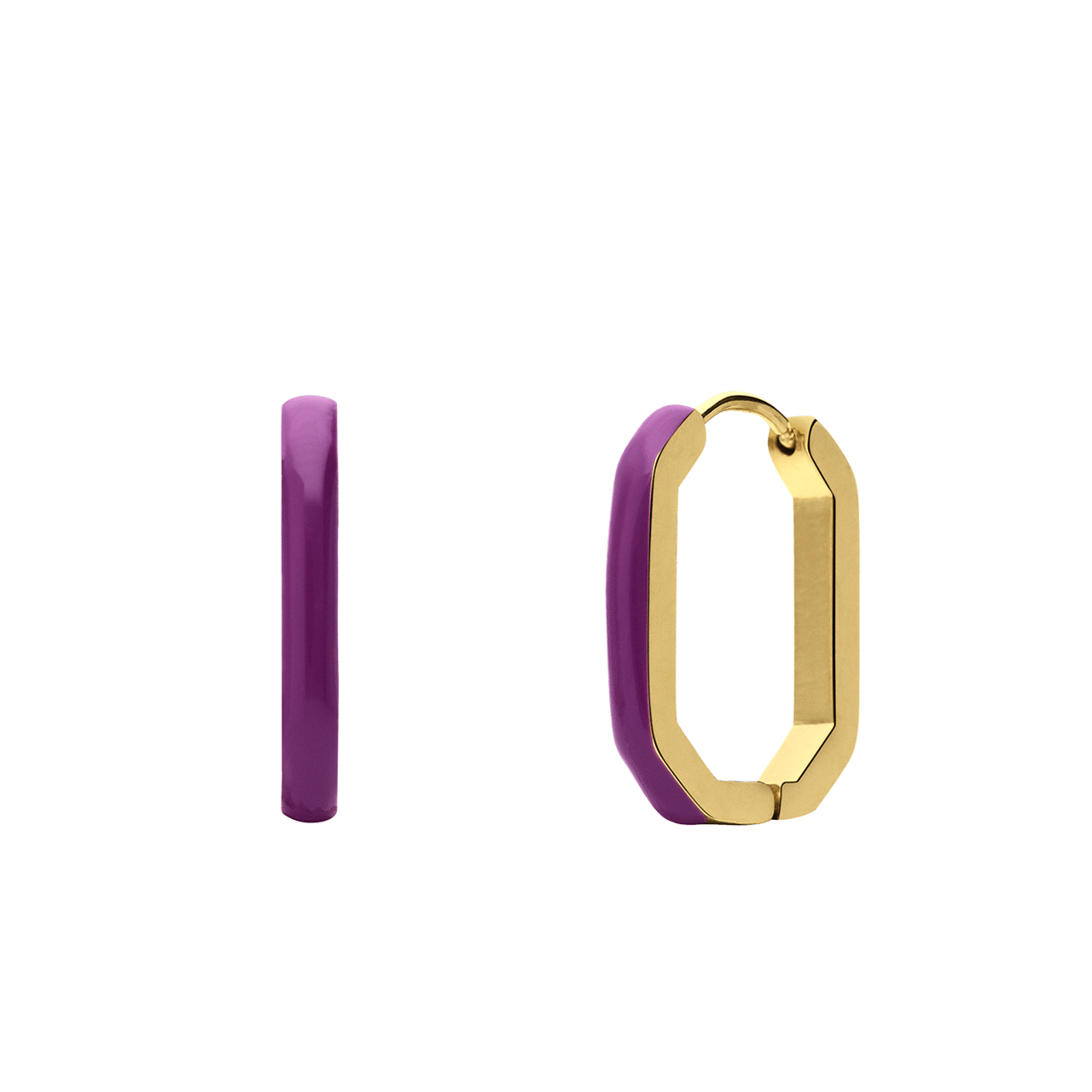 Stalen goldplated oorringen met violet emaille voor dames