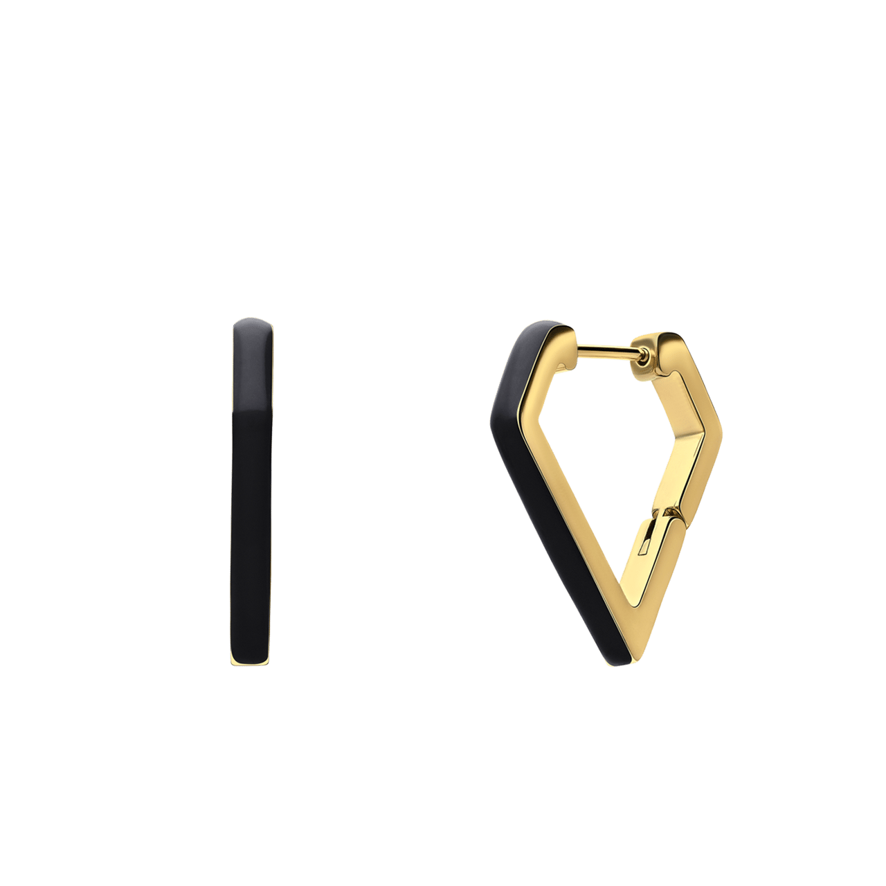 Stainless steel goldplated oorringen met zwart emaille voor dames