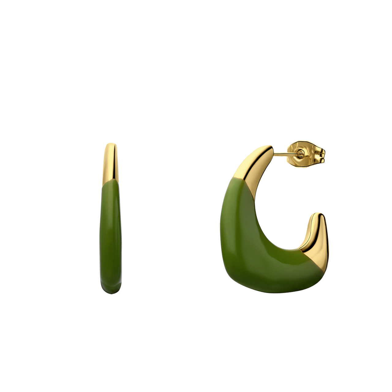 Stainless steel goldplated oorringen lime voor dames
