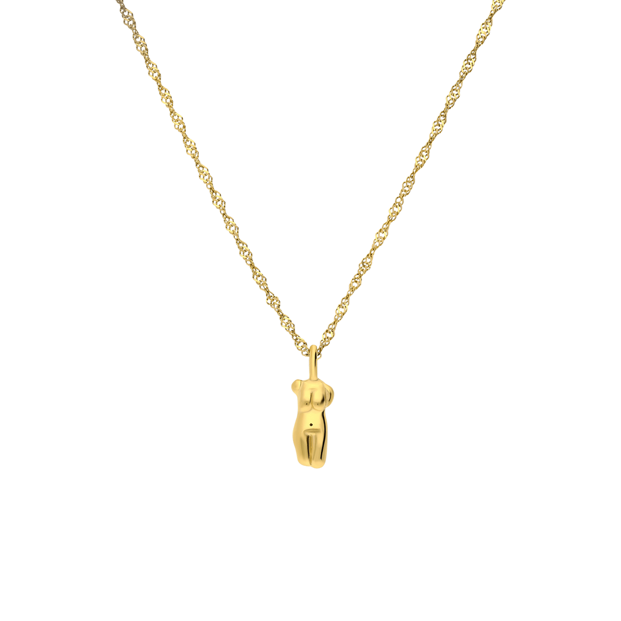 Stalen goldplated ketting met hanger vrouwenlichaam voor dames