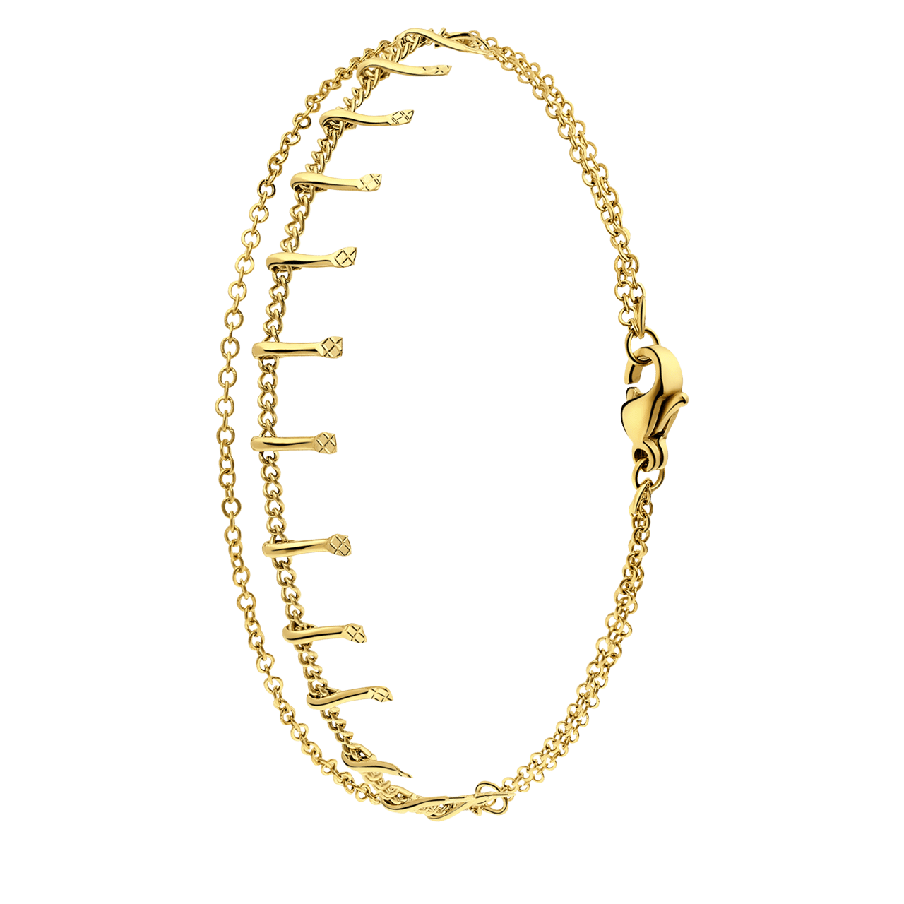Stainless steel goldplated armband dubbel rond